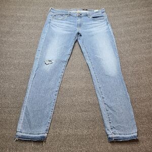 AG Adriano Goldschmied Stevie Ankle Jeans Womens 30 Raw Hem Distressed